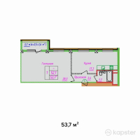 ЖК Sana — 1-ком 53.7 м² (от 18,258,000 тг)