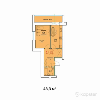 ЖК Bolashaq — 1-ком 43,3 м² (null)