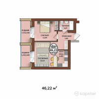 ЖК Atlant — 2-ком 46.2 м² (от 14,559,300 тг)