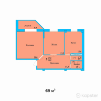 ЖК Радужный квартал — 2-ком 69 м² (от 17,940,000 тг)