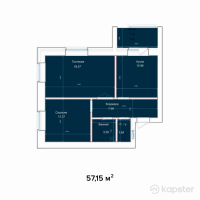 ЖК Аружан — 3-ком 57.2 м² (от 17,430,760 тг)