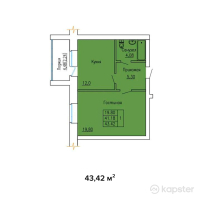 ЖК Кеменгер — 1-ком 43.4 м² (от 12,157,600 тг)