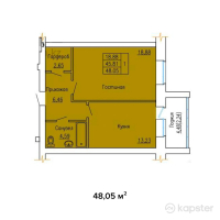 ЖК Кеменгер — 1-ком 48.1 м² (от 13,454,000 тг)