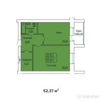 ЖК Кеменгер — 1-ком 52.4 м² (от 14,663,600 тг)