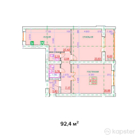 ЖК Da Vinci — 2-ком 92.4 м² (от 44,352,000 тг)