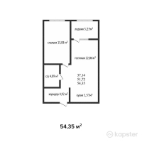 ЖК Панорама парк — 1-ком 54.4 м² (от 19,022,500 тг)