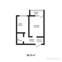 ЖК Тениз — 1-ком 36.3 м² (от 10,893,000 тг)