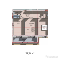 ЖК Весна — 2-ком 73,7 м² (null)