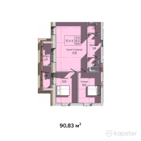 ЖК Весна — 3-ком 90,8 м² (null)