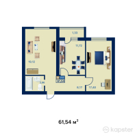 ЖК Syrdariya 2 — 2-ком 61.5 м² (от 17,231,200 тг)