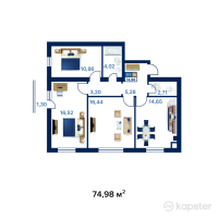 ЖК Syrdariya 2 — 3-ком 75 м² (от 20,994,400 тг)