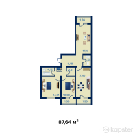 ЖК Syrdariya 2 — 3-ком 87.6 м² (от 24,539,200 тг)