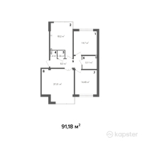 КГ Yassy Eco Village — 3-ком 91.2 м² (от 38,295,600 тг)