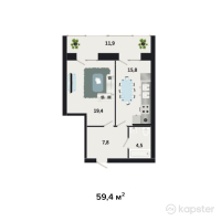 ЖК Северный — 1-ком 59,4 м² (null)
