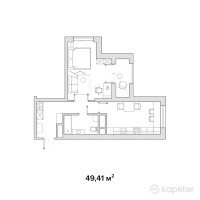 ЖК KZ — 1-ком 49.4 м² (от 20,752,200 тг)