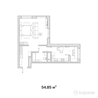 ЖК KZ — 1-ком 54.9 м² (от 23,037,000 тг)