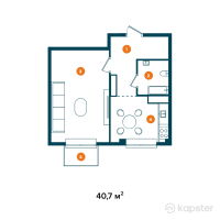 ЖК Altyn Beket — 1-ком 40.7 м² (от 11,396,000 тг)