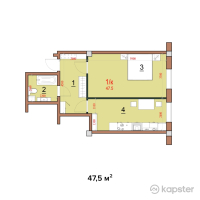ЖК Пион — 1-ком 47,5 м² (null)