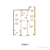 ЖК Apple Residence — 3-ком 111.2 м² (от 73,378,800 тг)