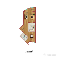 ЖК Солнечная Долина — 2-ком 73.8 м² (от 70,110,000 тг)