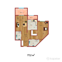 ЖК Солнечная Долина — 2-ком 77.2 м² (от 73,340,000 тг)