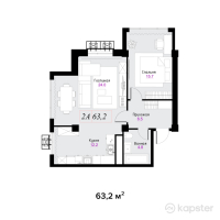 ЖК Aqtolqyn Grand — 2-ком 63.2 м² (от 53,720,000 тг)