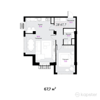 ЖК Aqtolqyn Grand — 2-ком 67.7 м² (от 57,545,000 тг)