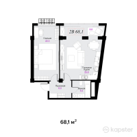 ЖК Aqtolqyn Grand — 2-ком 68.1 м² (от 57,885,000 тг)