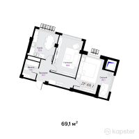 ЖК Aqtolqyn Grand — 2-ком 69.1 м² (от 58,735,000 тг)