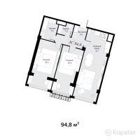 ЖК Aqtolqyn Grand — 3-ком 94.8 м² (от 80,580,000 тг)