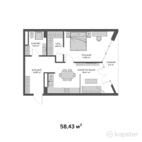 ЖК Belle View — 2-ком 58.4 м² (от 87,645,000 тг)