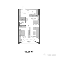 ЖК Belle View — 2-ком 66.4 м² (от 99,570,000 тг)