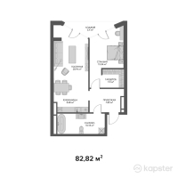 ЖК Belle View — 2-ком 82.8 м² (от 124,230,000 тг)