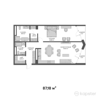 ЖК Belle View — 2-ком 87.2 м² (от 130,770,000 тг)