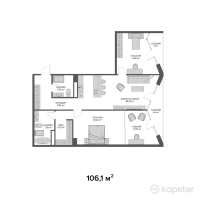 ЖК Belle View — 3-ком 106.1 м² (от 159,150,000 тг)