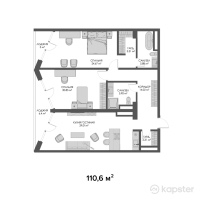 ЖК Belle View — 3-ком 110.6 м² (от 165,900,000 тг)