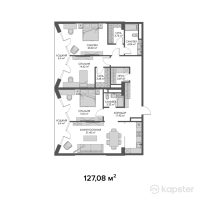 ЖК Belle View — 4-ком 127.1 м² (от 190,620,000 тг)