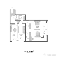 ЖК Belle View — 3-ком 143.3 м² (от 214,965,000 тг)