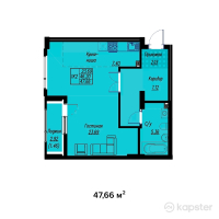 ЖК Arti7 — 1-ком 47.7 м² (от 21,447,000 тг)