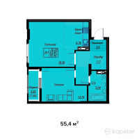 ЖК Arti7 — 2-ком 55.4 м² (от 24,930,000 тг)