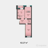 ЖК Молодежный — 2-ком 62.3 м² (от 23,039,900 тг)