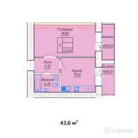ЖК Созак — 1-ком 43,6 м² (null)