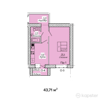 ЖК Созак — 1-ком 43,7 м² (null)