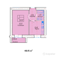 ЖК Созак — 1-ком 48,2 м² (null)