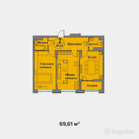 ЖК Aruna City — 2-ком 69.6 м² (от 29,932,300 тг)