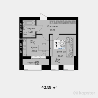 ЖК River City — 1-ком 42.6 м² (от 17,887,800 тг)