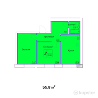 ЖК Kerei — 2-ком 55,8 м² (null)