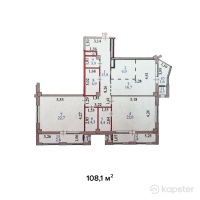 ЖК Мирадж — 3-ком 108.1 м² (от 43,240,000 тг)