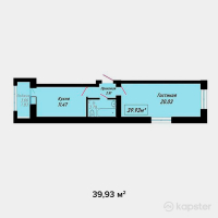 ЖК Yasin — 1-ком 39.9 м² (от 12,777,600 тг)