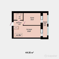 ЖК Yasin — 1-ком 44.2 м² (от 14,137,600 тг)